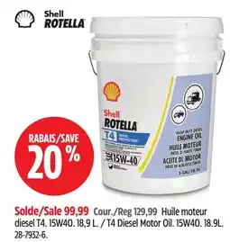 Canadian Tire 4 Diesel Motor Oil. 15W40. 18.9L offer