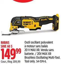 Canadian Tire DEWALT 20V MAX XR Brushless Oscillating Multi-Tool offer