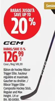 Canadian Tire CCM Ribcor Trigger Elite Composite Hockey Stick, Regular and Max Height. LH or RH offer