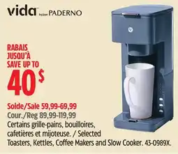 Canadian Tire Vida by PADERNO Selected Toasters, Kettles, Coffee Makers and Slow Cooker offer