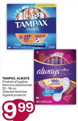 Brunet TAMPAX, ALWAYS Produits d'hygiène féminine sélectionnés offer