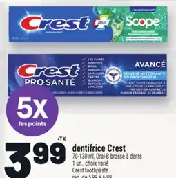 Metro DENTIFRICE CREST | CREST TOOTHPASTE offer