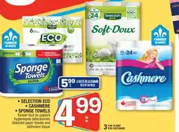 Jean Coutu SELECTION ECO, CASHMERE, SPONGE TOWELS Selected paper towels and bathroom tissue offer