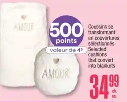 Jean Coutu Selected cushions that convert into blankets offer