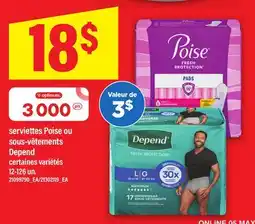 Maxi SERVIETTES POISE OU SOUS-VÊTEMENTS DEPEND, 12-126 UN offer