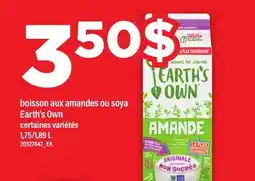 Maxi BOISSON AUX AMANDES OU SOYA EARTH'S OWN, 1,75/1 offer