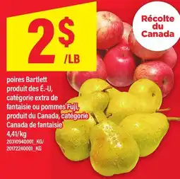 Maxi POIRES BARTLETT OU POMMES FUJI offer