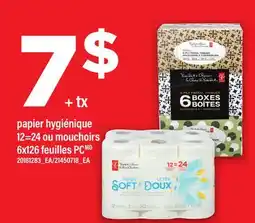 Maxi PAPIER HYGIÉNIQUE, 12=24 OU MOUCHOIRS, 6X126 FEUILLES PC offer