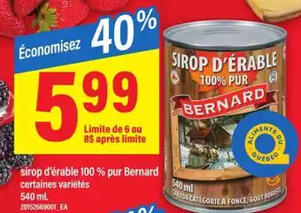 Maxi SIROP D'ÉRABLE 100 % PUR BERNARD offer