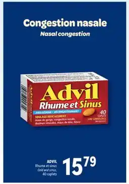Familiprix Advil Cold & Sinus analgesic and decongestant non-drowsy caplets offer