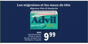 Familiprix ADVIL, Ibuprofen, 200 mg, 32 capsules, Mini gels, 30 capsules or Nighttime, 20 capsules offer