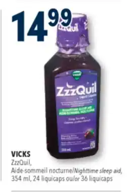 Familiprix VICKS, ZzzQuil, Nighttime sleep aid, 354 ml, 24 liquicaps or 36 liquicaps offer
