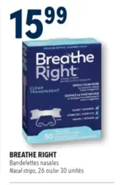 Familiprix BREATHE RIGHT, Nasal strips, 26 or 30 unités offer