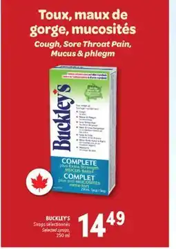 Familiprix Buckley's Complete Plus Extra Strength Mucus Relief cough syrup offer