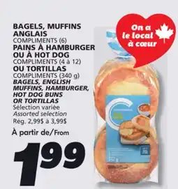 IGA COMPLIMENTS BAGELS, ENGLISH MUFFINS, HAMBURGER, HOT DOG BUNS OR TORTILLAS offer