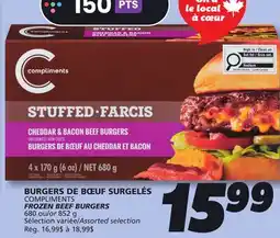 IGA COMPLIMENTS FROZEN BEEF BURGERS offer
