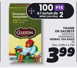 IGA CELESTIAL SEASONINGS HERBAL TEA BAGS offer