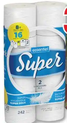 Familiprix ESSENTIEL, double rolls or Tissues, 6 packs offer