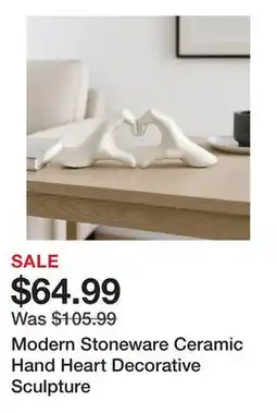 Wayfair Modern Stoneware Ceramic Hand Heart Decorative Sculpture offer