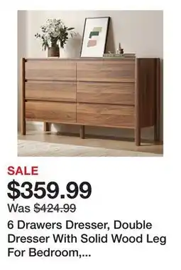Wayfair 6 Drawers Dresser, Double Dresser With Solid Wood Leg For Bedroom, Living Room offer