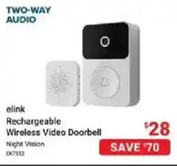 Visions Electronics elink Rechargeable Wireless Video Doorbell offer