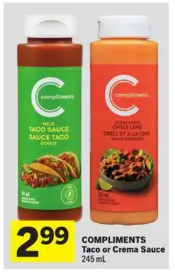 Foodland COMPLIMENTS Taco or Crema Sauce offer