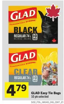 Foodland GLAD Easy Tie Bags offer