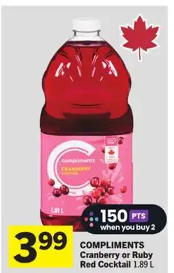 Foodland COMPLIMENTS Cranberry or Ruby Red Cocktail offer
