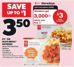 Loblaws PC OR BLUE MENU ENTRÉES offer