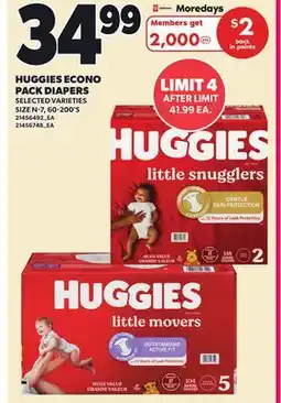 Loblaws HUGGIES ECONO PACK DIAPERS, SIZE N-7, 60-200'S offer