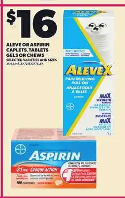 Loblaws ALEVE OR ASPIRIN CAPLETS TABLETS, GELS OR CHEWS offer
