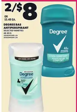 Loblaws DEGREE BAS ANTIPERSPIRANT offer