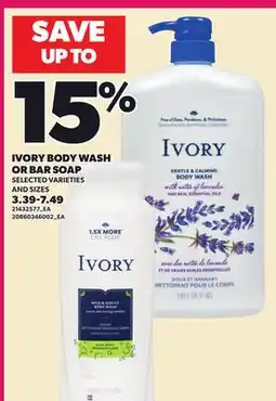 Loblaws IVORY BODY WASH OR BAR SOAP, 3.39-7.49 offer