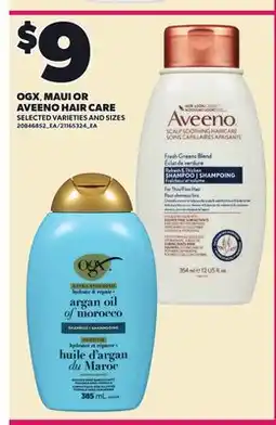 Loblaws OGX, MAUI OR AVEENO HAIR CARE offer