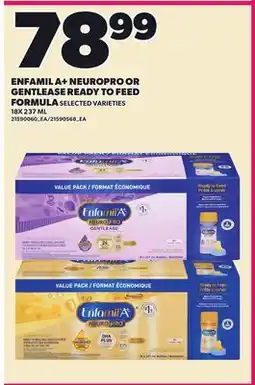 Loblaws ENFAMIL A+ NEUROPRO OR GENTLEASE READY TO FEED FORMULA, 18X 237 ML offer
