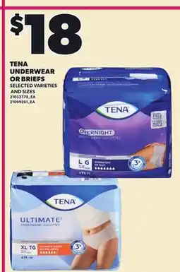 Loblaws TENA UNDERWEAR OR BRIEFS offer