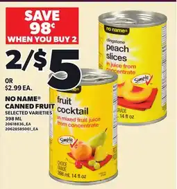 Loblaws NO NAME CANNED FRUIT offer