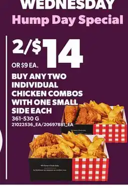 Loblaws INDIVIDUAL CHICKEN COMBOS WITH ONE SMALL SIDE EACH offer
