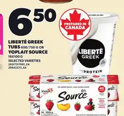 Loblaws LIBERTÉ GREEK TUBS 650/750 G OR YOPLAIT SOURCE offer