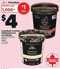 Loblaws CHAPMAN'S SUPER PREMIUM PLUS ICE CREAM offer