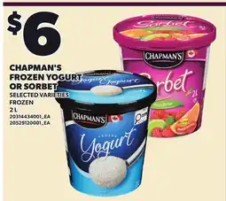Loblaws CHAPMAN'S FROZEN YOGURT OR SORBET offer