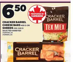 Loblaws CRACKER BARREL CHEESE BARS 400 G OR SHREDS offer