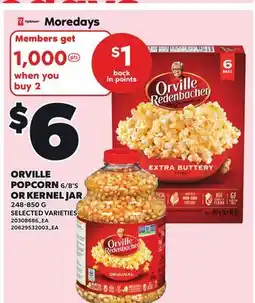 Loblaws ORVILLE POPCORN 6/8'S OR KERNEL JAR offer
