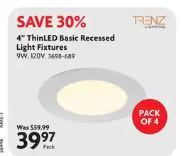 Home Hardware 4 ThinLED Basic Recessed Light Fixtures offer
