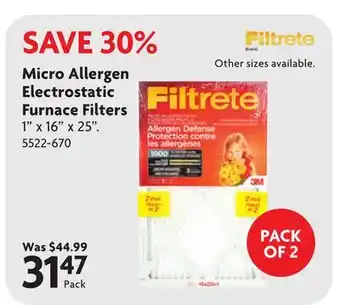 Home Hardware Micro Allergen Electrostatic Furnace Filters offer