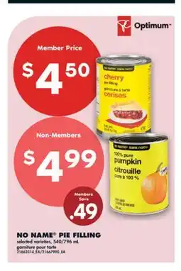 No Frills NO NAME PIE FILLING, 540/796 mL offer