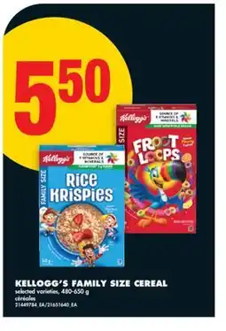 No Frills KELLOGG'S FAMILY SIZE CEREAL offer