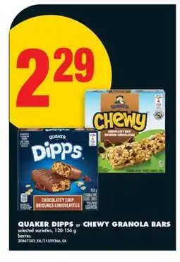 No Frills QUAKER DIPPS OR CHEWY GRANOLA BARS offer