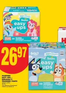 No Frills PAMPERS EASY UPS or NINJAMA'S TRAINING PANTS 34-74'S offer