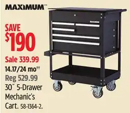 Canadian Tire Maximum 30˝ 5-Drawer Mechanic's Cart offer